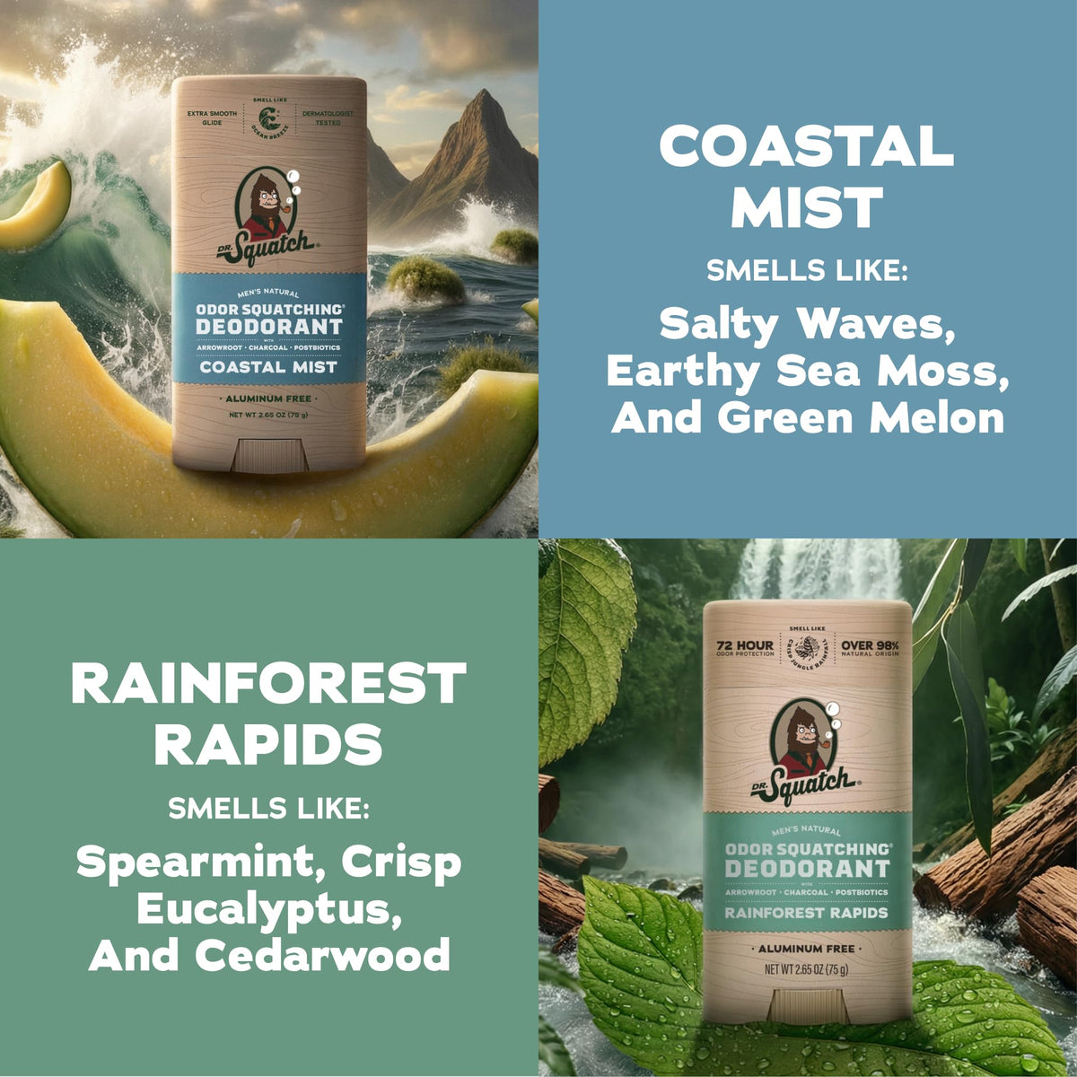 Dr. Squatch Natural Men's Deodorant packaging details