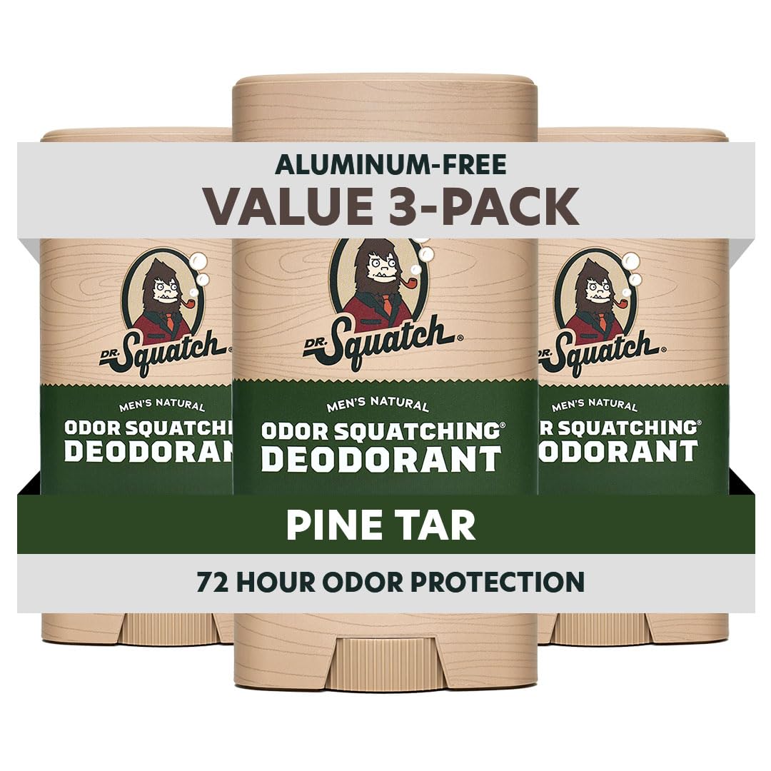 Dr. Squatch Natural Men’s Deodorant Pine Tar 3-Pack front view