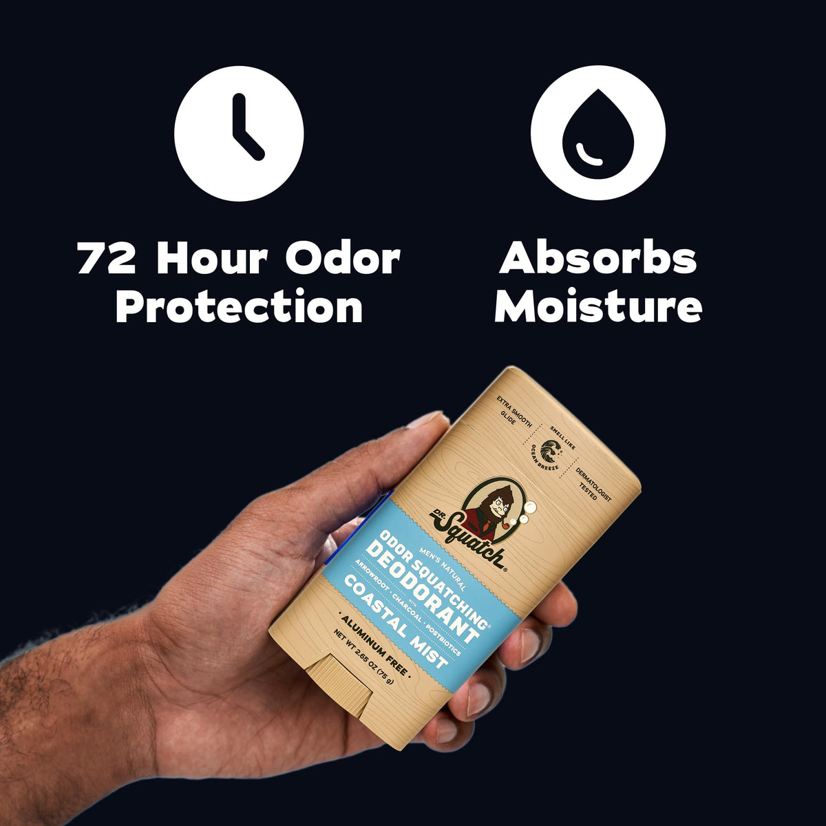 Dr. Squatch Natural Men's Deodorant stick application close-up