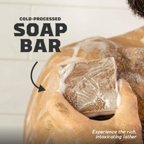 Dr. Squatch Wood Barrel Bourbon soap bar in packaging