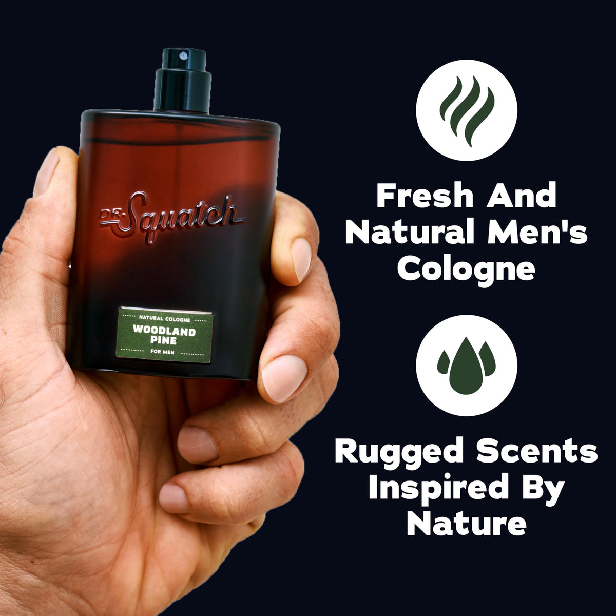 Dr. Squatch Woodland Pine Cologne bottle with packaging