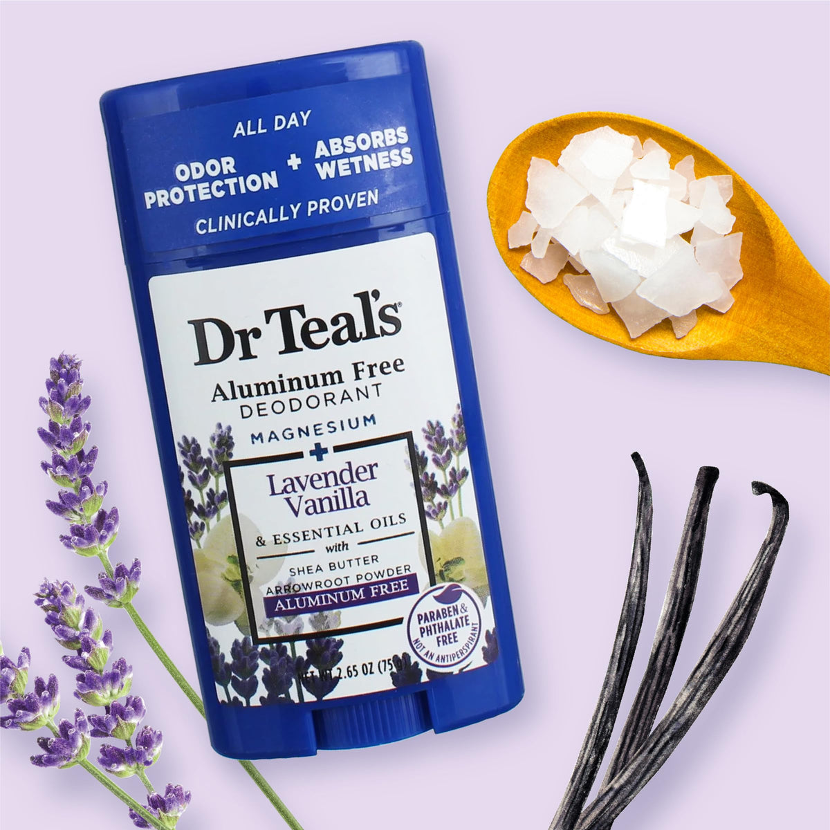 Dr Teal's Aluminum Free Deodorant Lavender Vanilla packaging