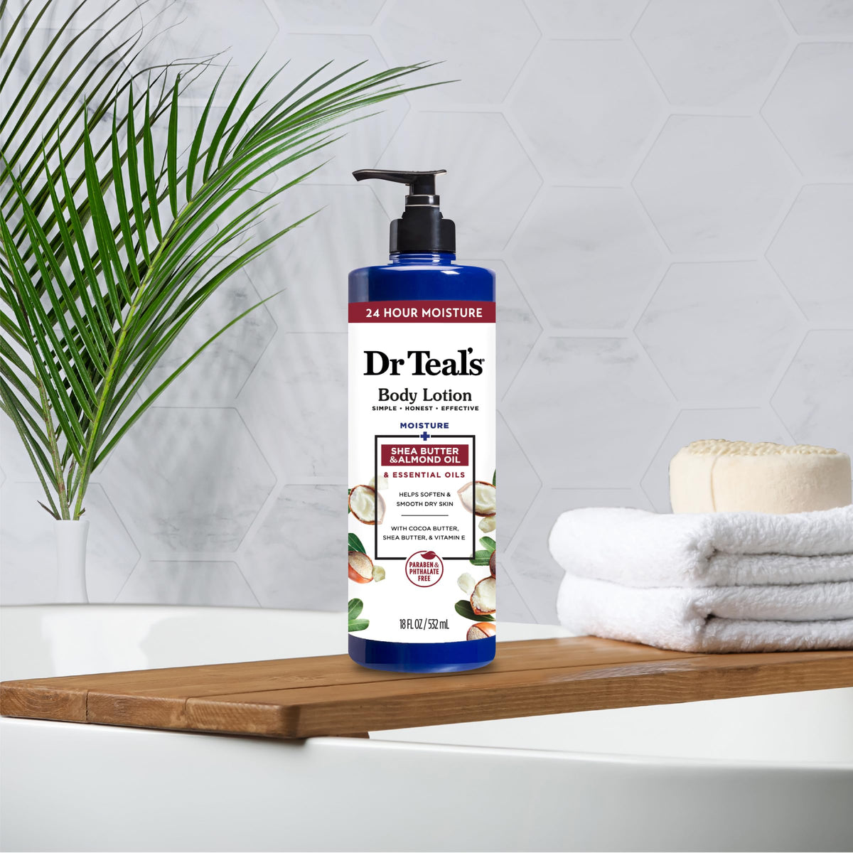Dr Teal's Body Lotion Shea Butter & Almond application on skin