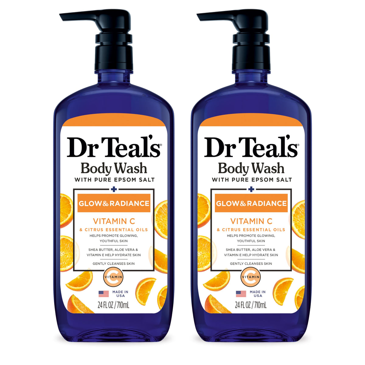 Dr Teal's Body Wash Glow & Radiance 24oz front view