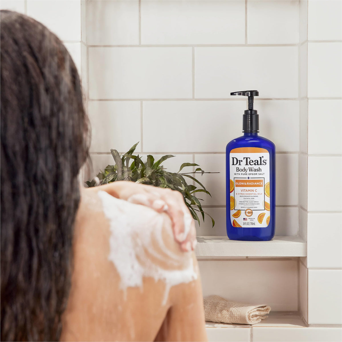Dr Teal's Body Wash Glow & Radiance in shower setting