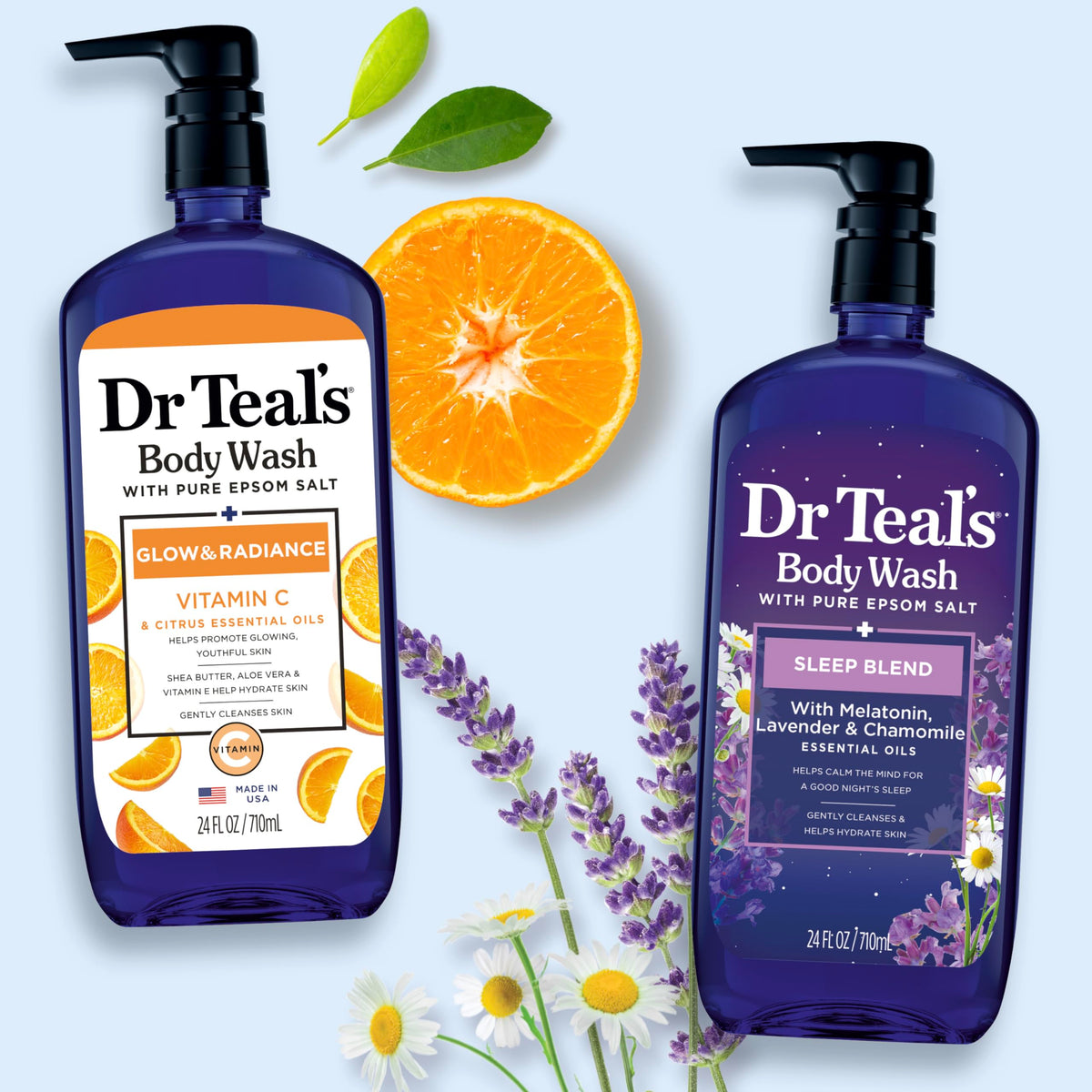 Dr Teal's Body Wash in a shower setting