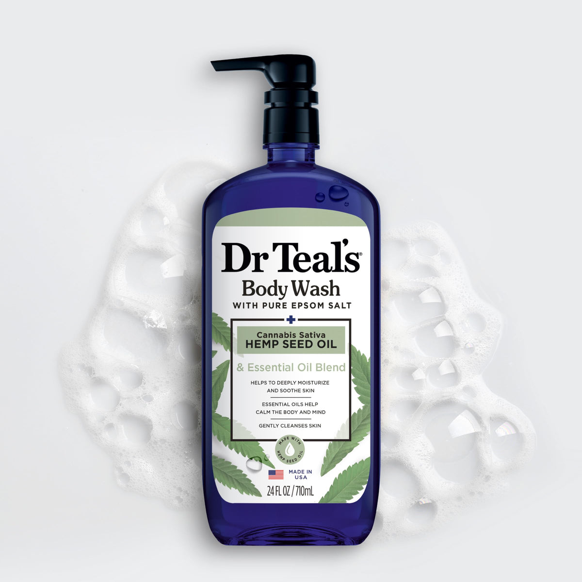 Dr Teal's Body Wash packaging with Epsom Salt background