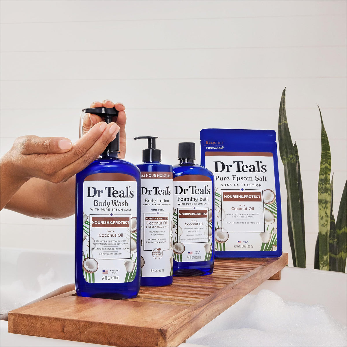 Dr Teal's Coconut Oil Body Lotion showing texture on skin