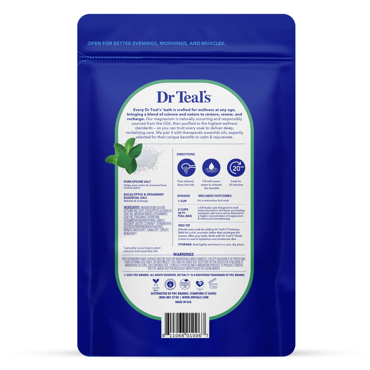 Dr Teal's Epsom Salt bag showing ingredients and details