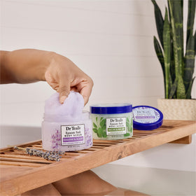 Dr Teal's Epsom Salt Body Scrub with lavender flowers