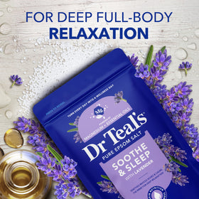 Dr Teal's Epsom Salt Lavender variant close-up showing texture