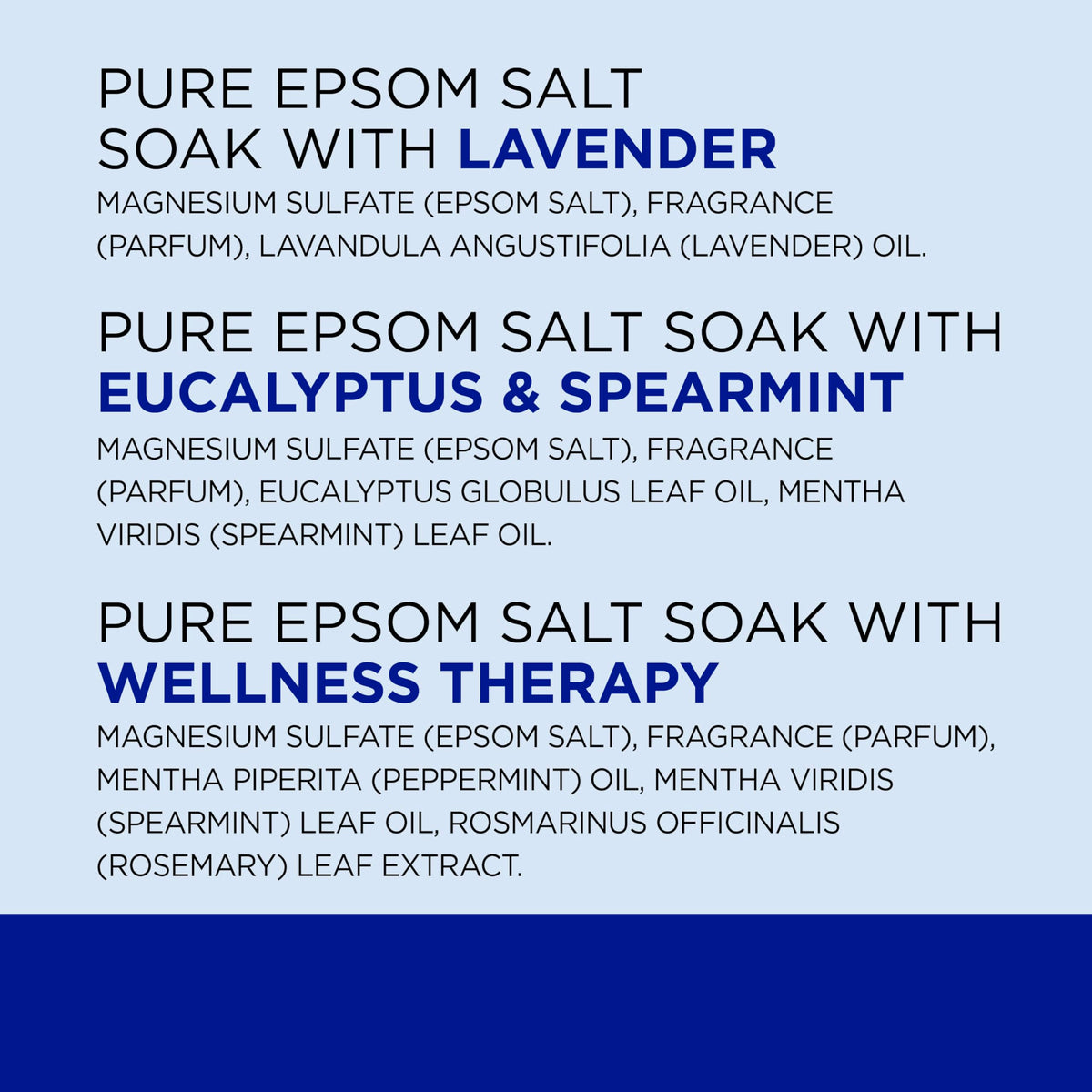 Dr Teal's Epsom Salt Magnesium Soak Trio in a bathtub setting