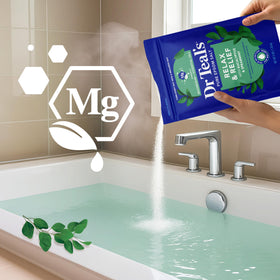 Dr Teal's Epsom Salt with eucalyptus leaves