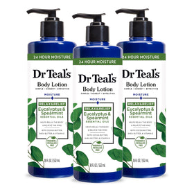 Dr Teal's Eucalyptus & Spearmint Body Lotion front view with 18 fl oz label