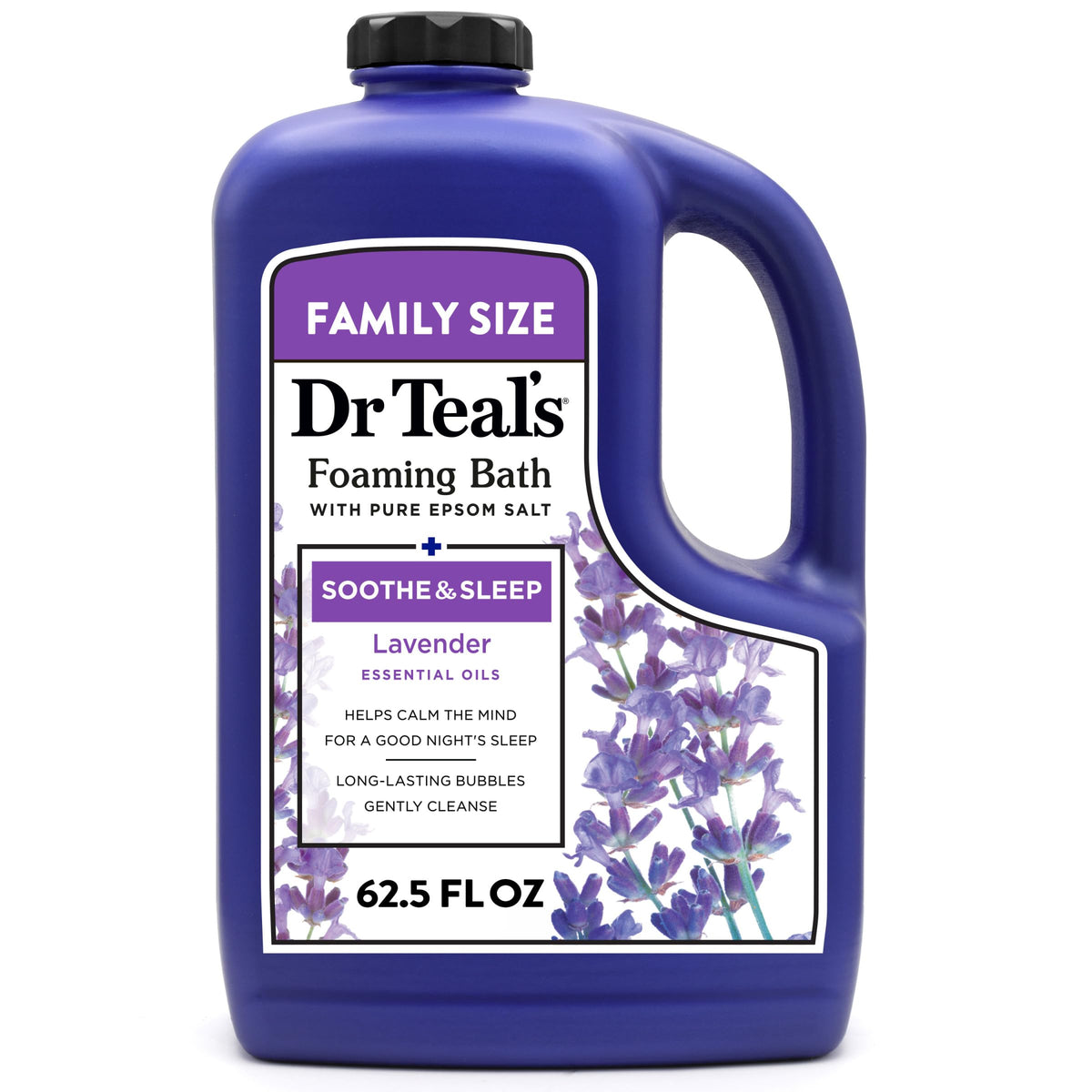 Dr Teal's Foaming Bath 62.5 fl oz front view with lavender scent