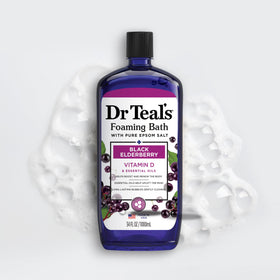 Dr Teal's Foaming Bath Black Elderberry close-up of bottle