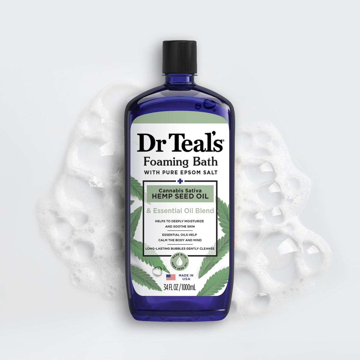 Dr Teal's Foaming Bath bottle with Epsom Salt and Hemp Seed Oil