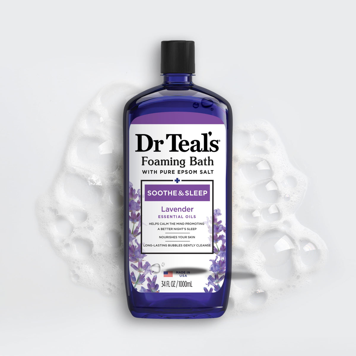 Dr Teal's Foaming Bath Lavender with a calming ambiance
