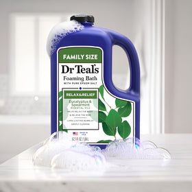Dr Teal's Foaming Bath Relax & Relief back view with ingredients