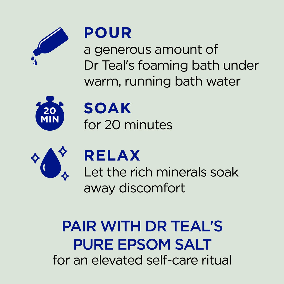 Dr Teal's Foaming Bath Relax & Relief pouring into a bathtub