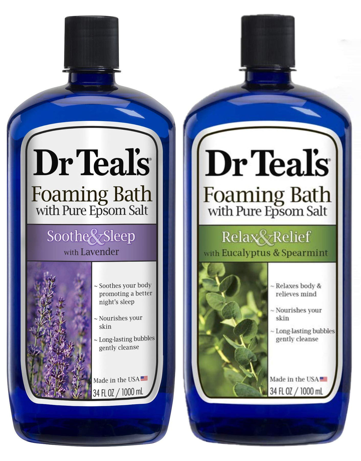 Dr Teal's Foaming Bath Variety Gift Set featuring Lavender and Eucalyptus bottles