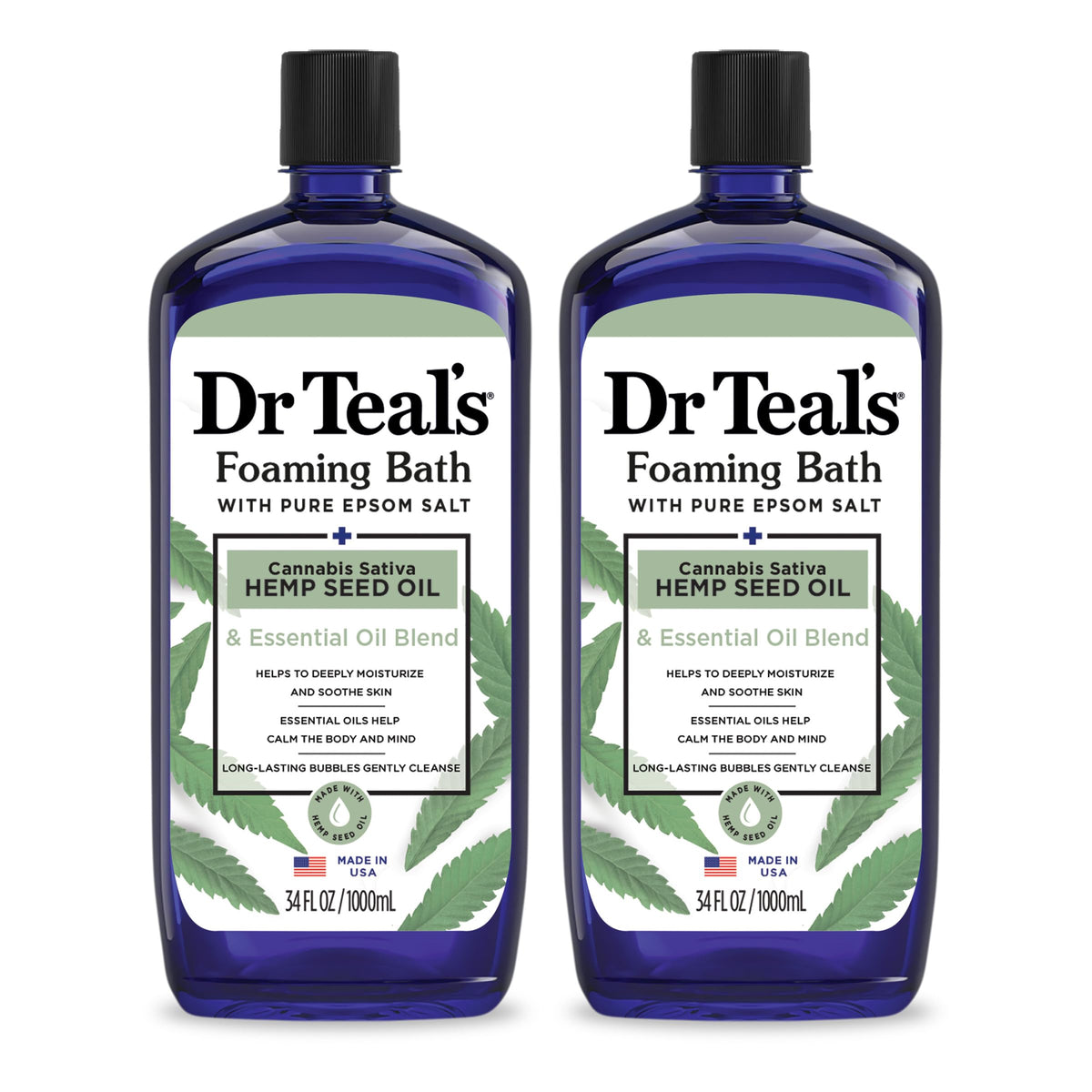 Dr Teal's Foaming Bath with Epsom Salt and Hemp Seed Oil front view
