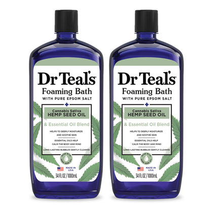 Dr Teal's Foaming Bath with Epsom Salt and Hemp Seed Oil front view