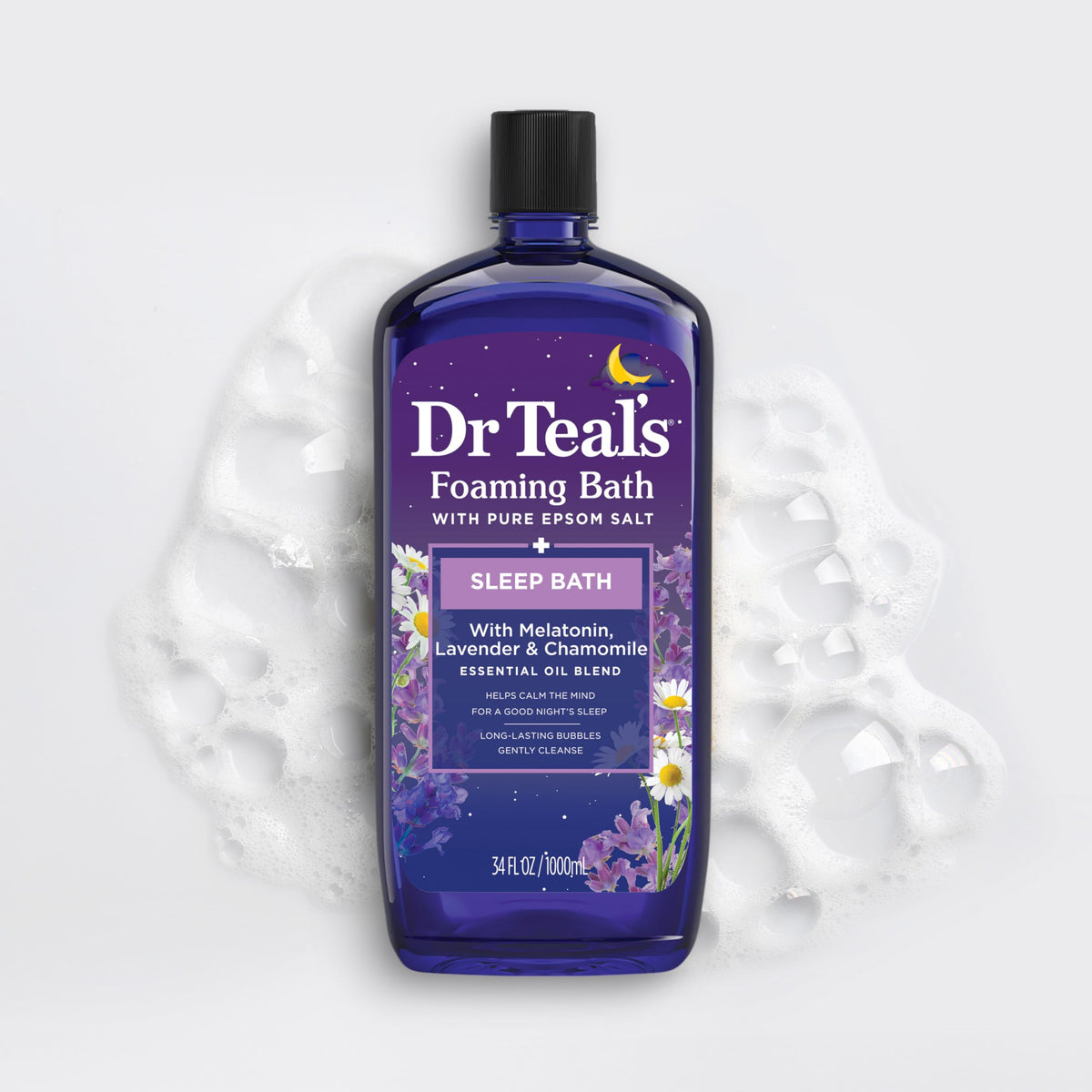 Dr Teal's Foaming Bath with Epsom Salt in a bathroom setting