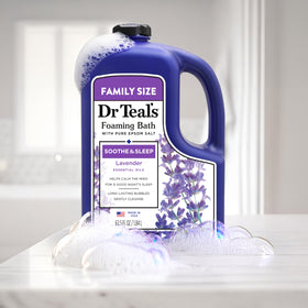 Dr Teal's Foaming Bath with lavender flowers
