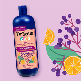 Dr Teal's Kids 3-in-1 Elderberry Bubble Bath, Body Wash & Shampoo back view