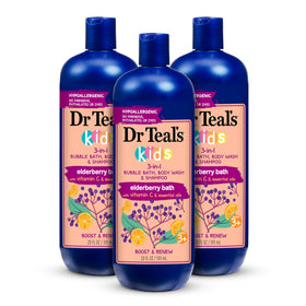 Dr Teal's Kids 3-in-1 Elderberry Bubble Bath, Body Wash & Shampoo front view