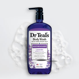 Dr Teal's Lavender Body Wash with lavender flowers