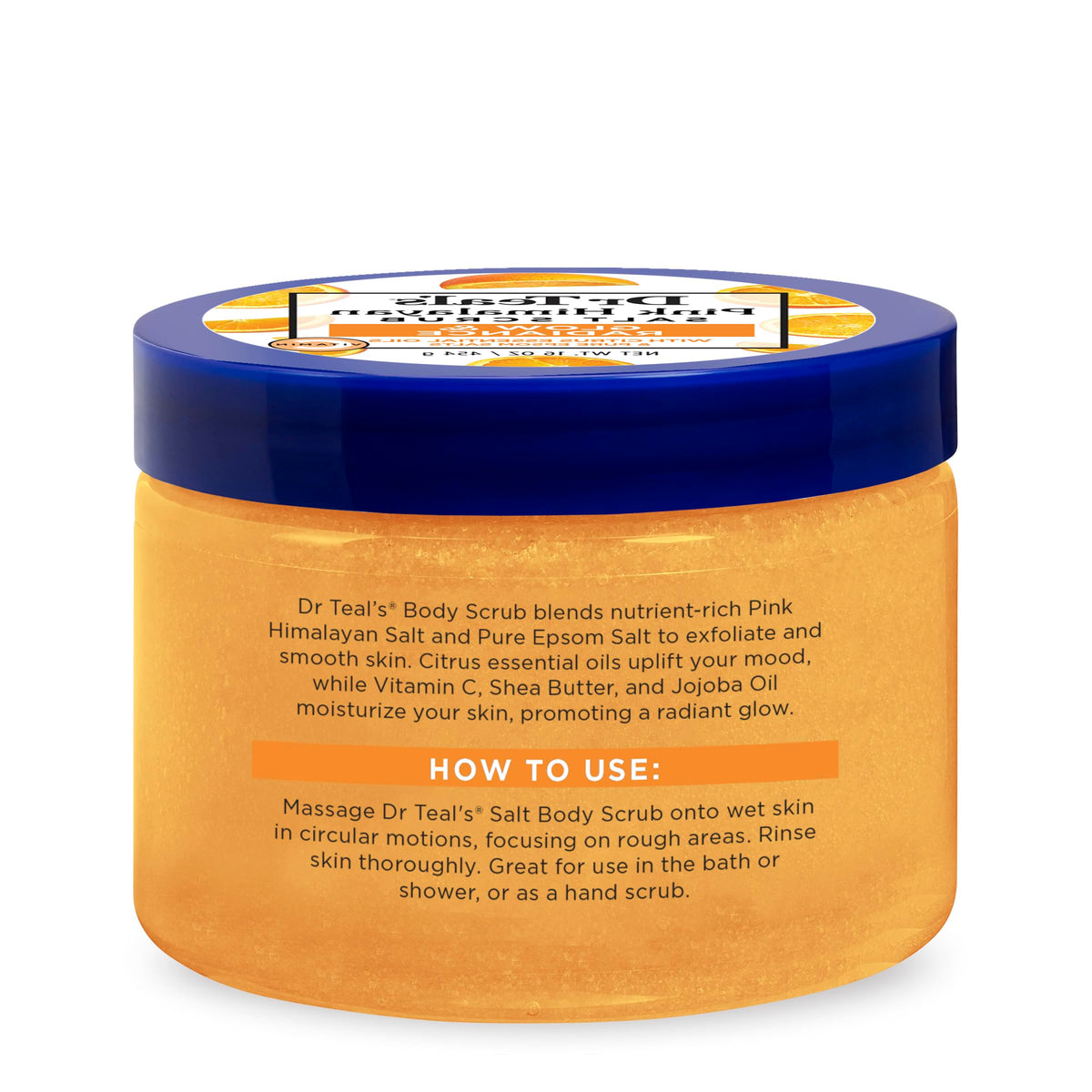 Dr Teal's Pink Himalayan Salt Body Scrub 16 oz side view