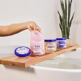 Dr Teal's Shea Sugar Body Scrub 19 oz lifestyle scene with spa setting
