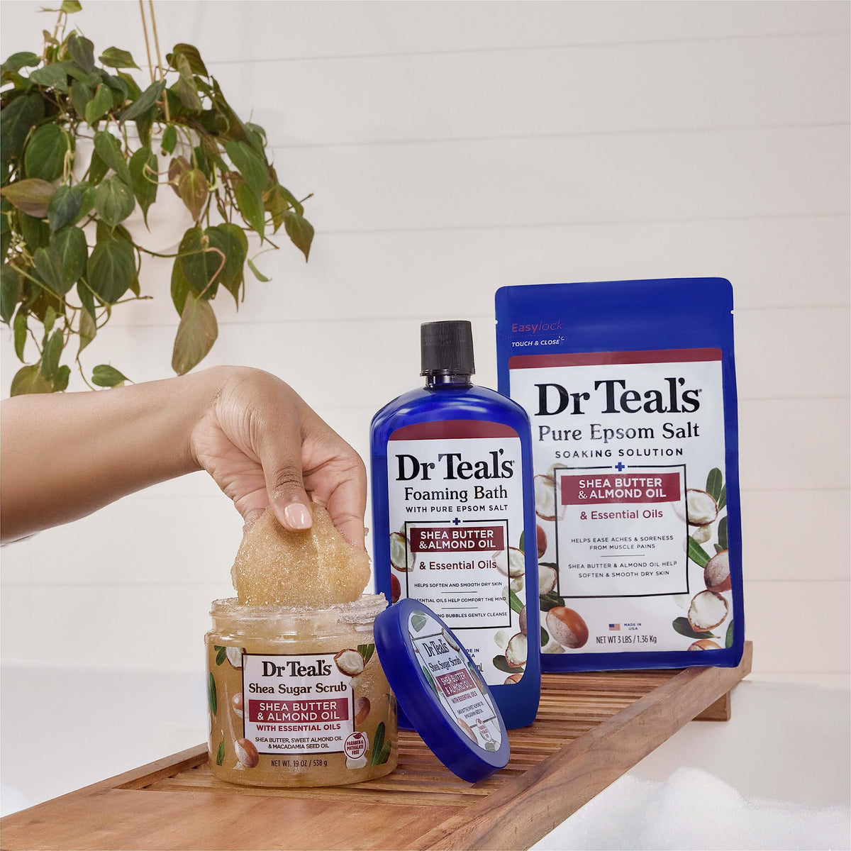 Dr Teal's Shea Sugar Body Scrub 19 oz with almond oil and macadamia seed oil