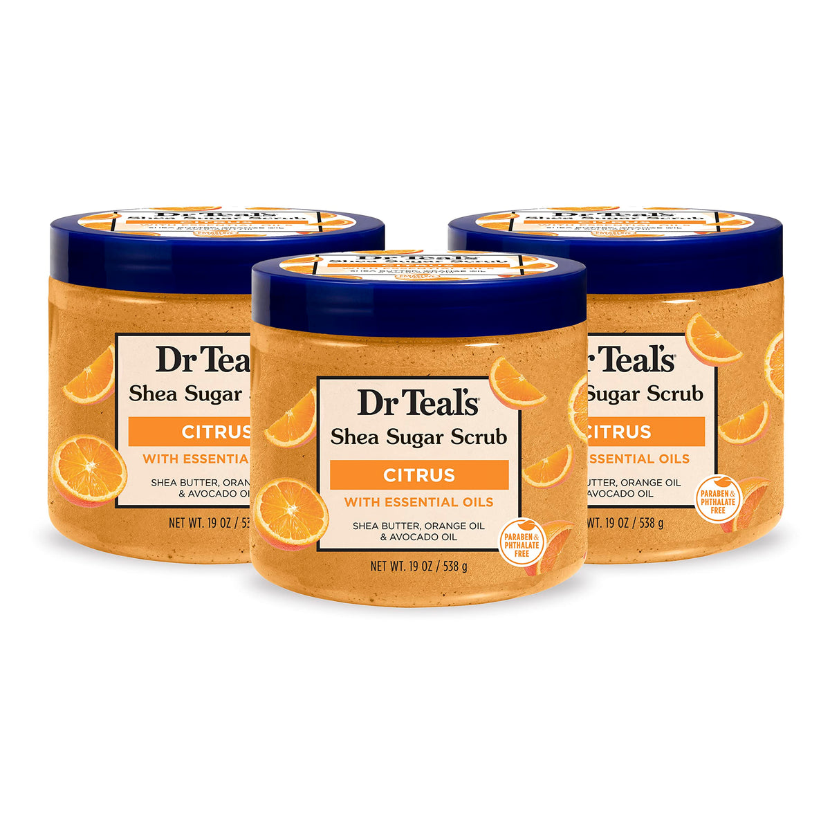 Dr Teal's Shea Sugar Body Scrub Citrus 19 oz front view