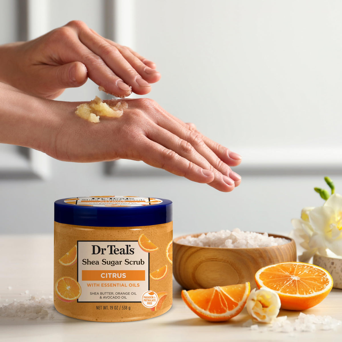 Dr Teal's Shea Sugar Body Scrub Citrus with citrus fruits