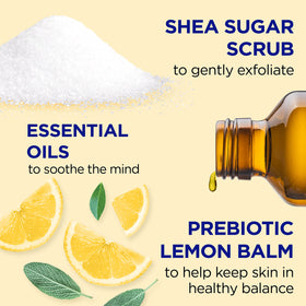 Dr Teal's Shea Sugar Scrub 19 oz back view with ingredients