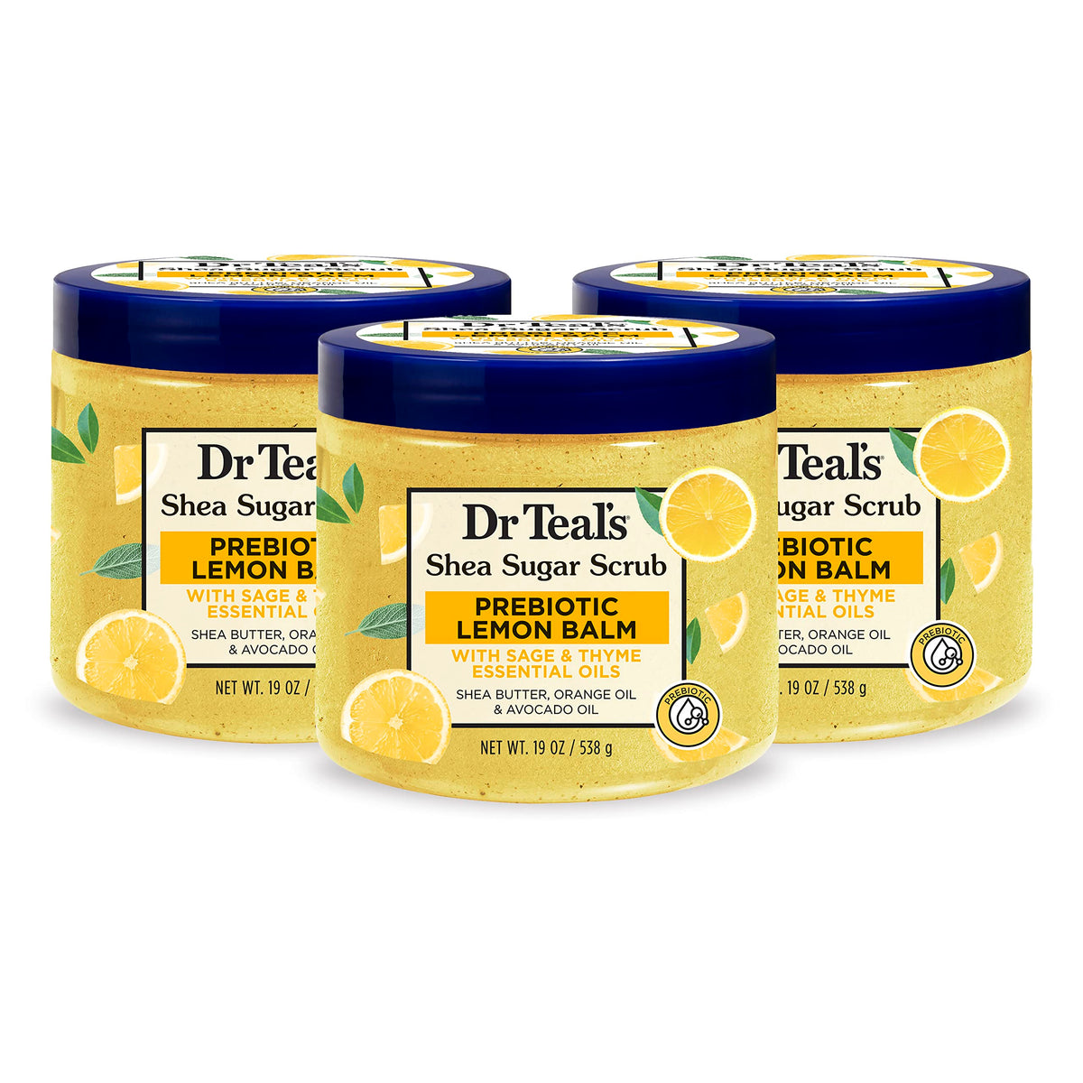 Dr Teal's Shea Sugar Scrub 19 oz pack of 3 front view