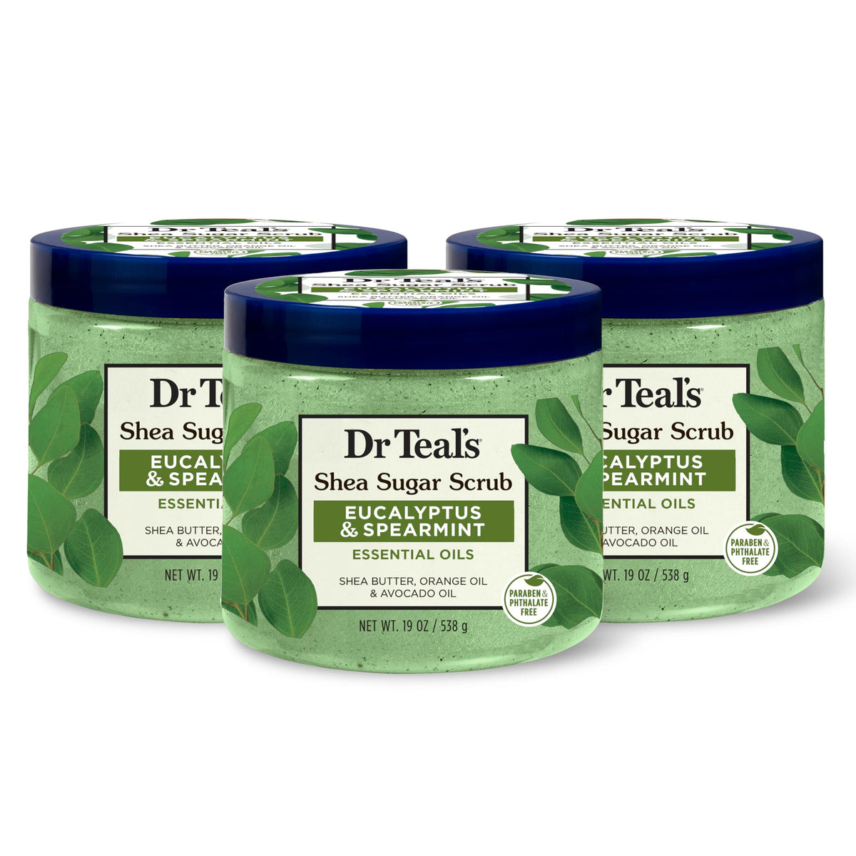Dr Teal's Shea Sugar Scrub Eucalyptus & Spearmint front view