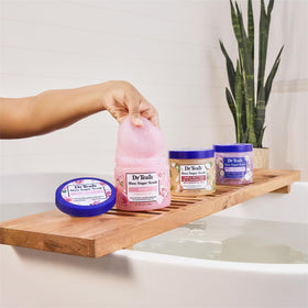 Dr Teal's Shea Sugar Sleep Scrub 19oz on a wooden surface