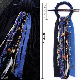 Dreadlock hair tie in lifestyle setting with vibrant colors