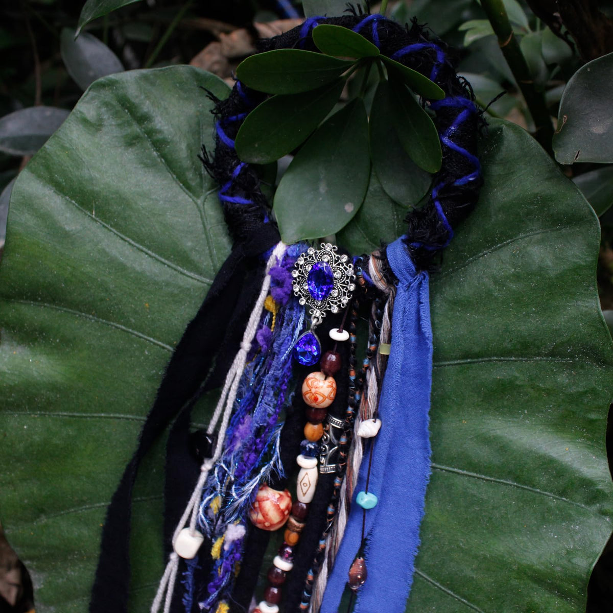 Dreadlock hair tie on a model showcasing its use