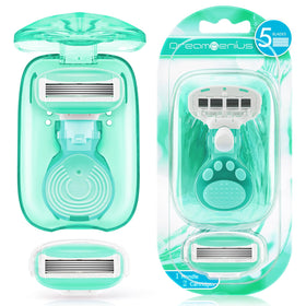 DreamGenius Travel Razor for Women in green with storage case