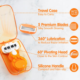 DreamGenius Travel Razor in a travel bag