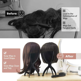 Dreamlover collapsible wig stand side view showing thickness