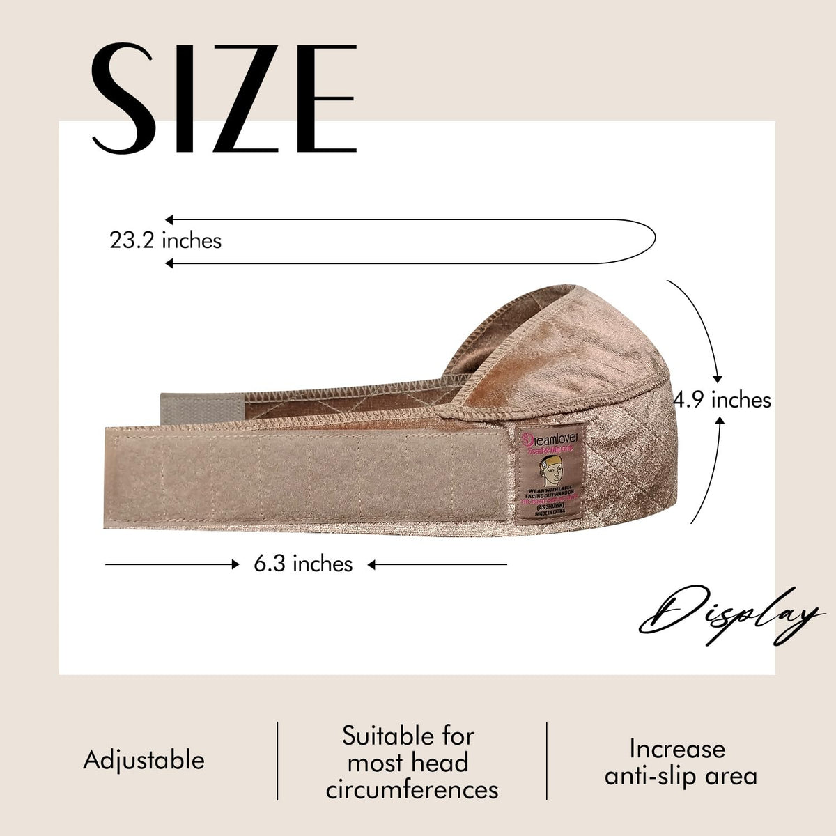 Dreamlover Wig Grip Band laid flat showing its width