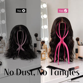 Dreamlover wig stand 19.7 inches hot pink, side view