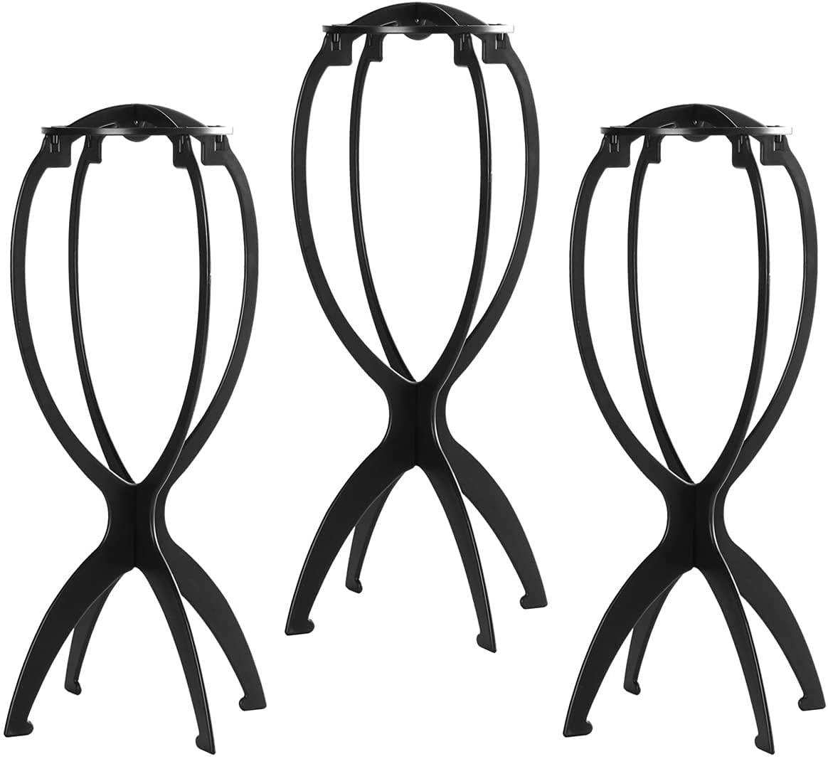 Dreamlover wig stand black model front view, suitable for short wigs