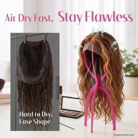 Dreamlover wig stand with long wig displayed on it